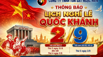 THÔNG BÁO LỊCH NGHỈ LỄ 2/9
